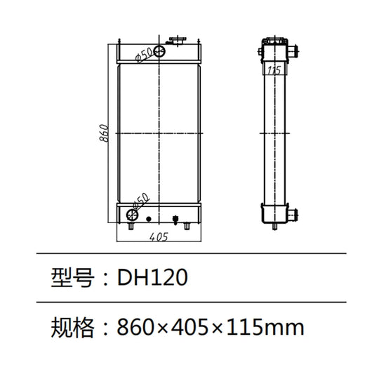 Water Tank DH120 DX120 DX120LC Radiator For Doosan Daewoo Excavator-BeeSpareParts
