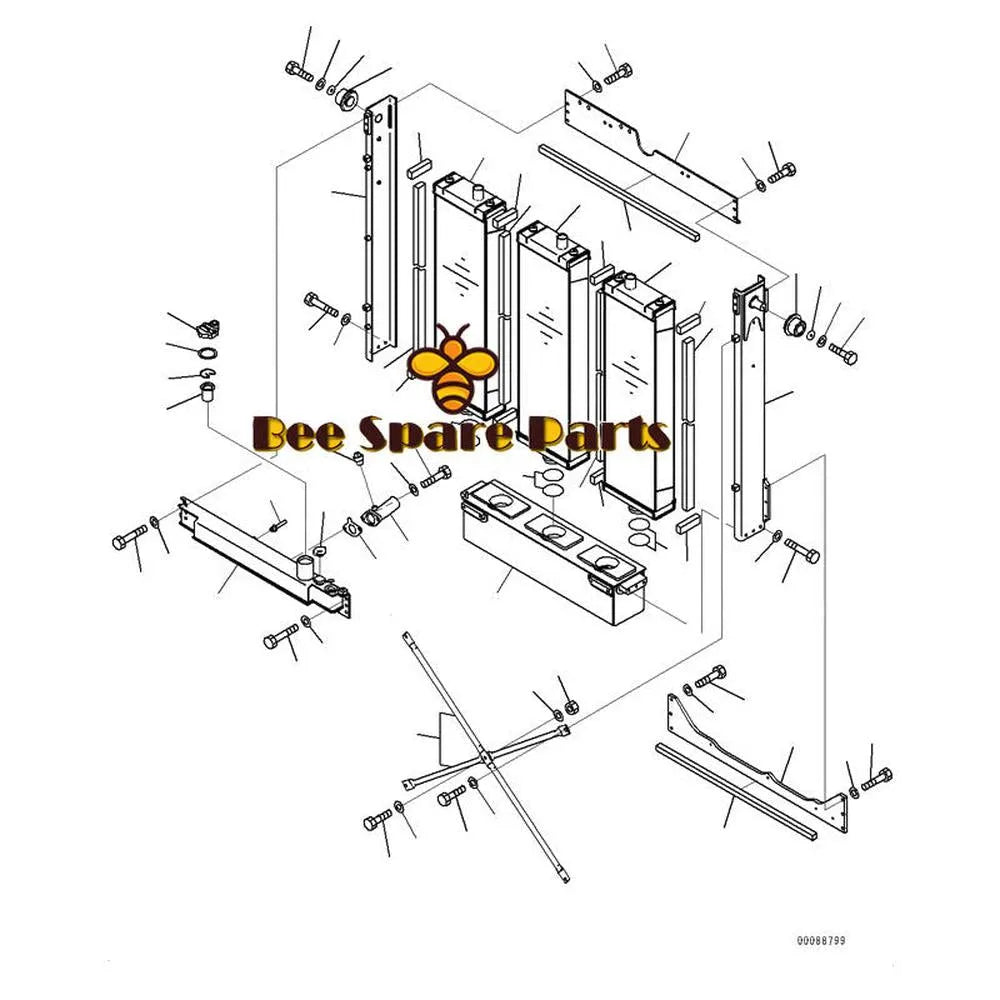 Water Tank Radiator 17A-03-51111 17A-03-52510 for Komatsu D155AX-7 Bulldozer-BeeSpareParts