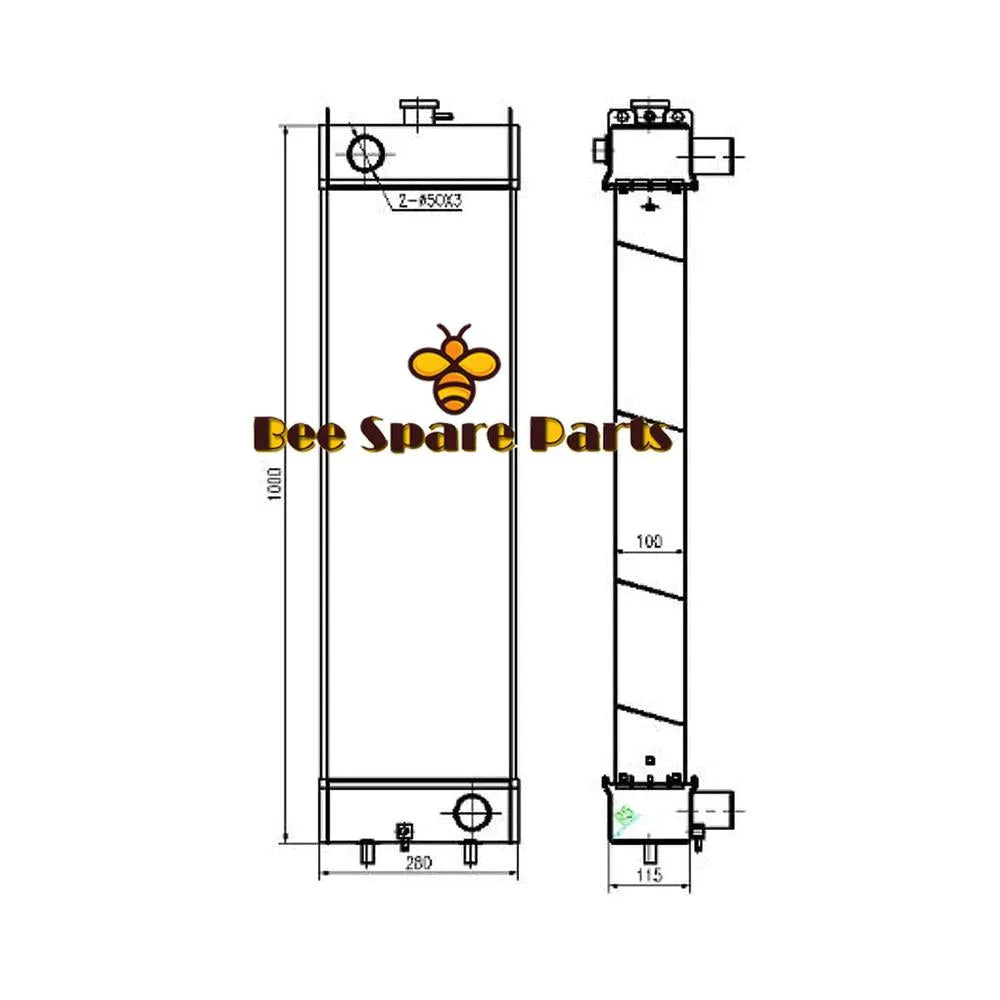 Water Tank Radiator 21K-03-71113 21K0371113 for Komatsu PC160-7 PC160LC-7-BeeSpareParts