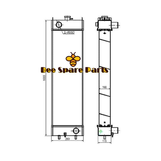 Water Tank Radiator 21K-03-71113 21K0371113 for Komatsu PC160-7 PC160LC-7-BeeSpareParts