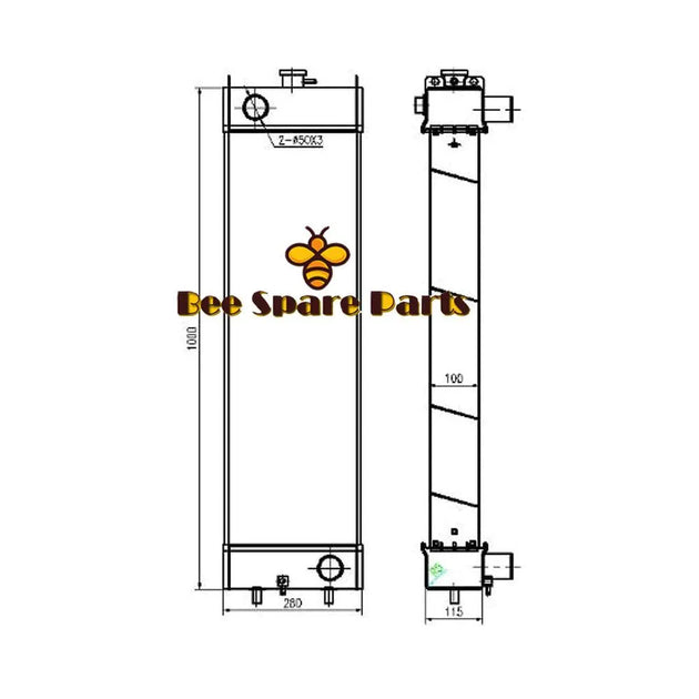Water Tank Radiator 21K-03-71113 21K0371113 for Komatsu PC160-7 PC160LC-7-BeeSpareParts