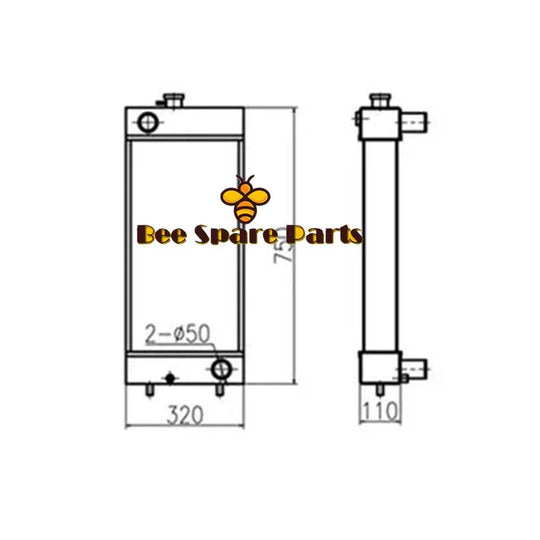 Water Tank Radiator 3077640 3077639 for Caterpillar CAT Excavator E307D-Replacement Aftermarket Parts