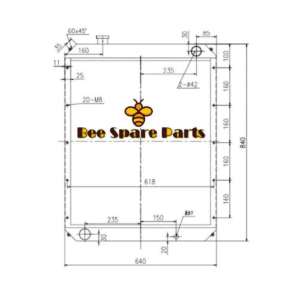 Water Tank Radiator Core ASSY 203-03-65610 for Komatsu Excavator PC100-6 PC120-6Z PC130-6-BeeSpareParts