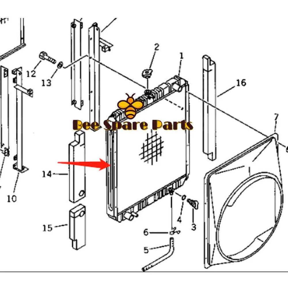 Water Tank Radiator Core ASS'Y 206-03-51111 for KOMATSU PC200-5 PC220-5-BeeSpareParts