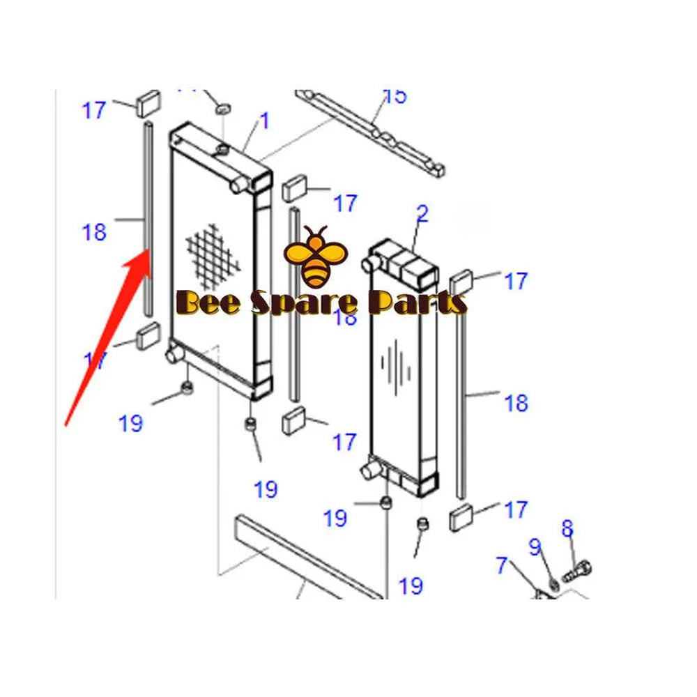 Water Tank Radiator Core ASS'Y 424-03-41111 424-03-42410 for Komatsu Wheel Loader WA430-6-BeeSpareParts