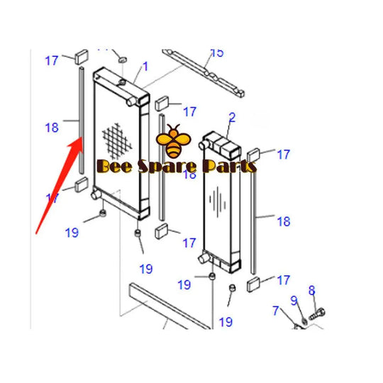 Water Tank Radiator Core ASS'Y 424-03-41111 424-03-42410 for Komatsu Wheel Loader WA430-6-BeeSpareParts