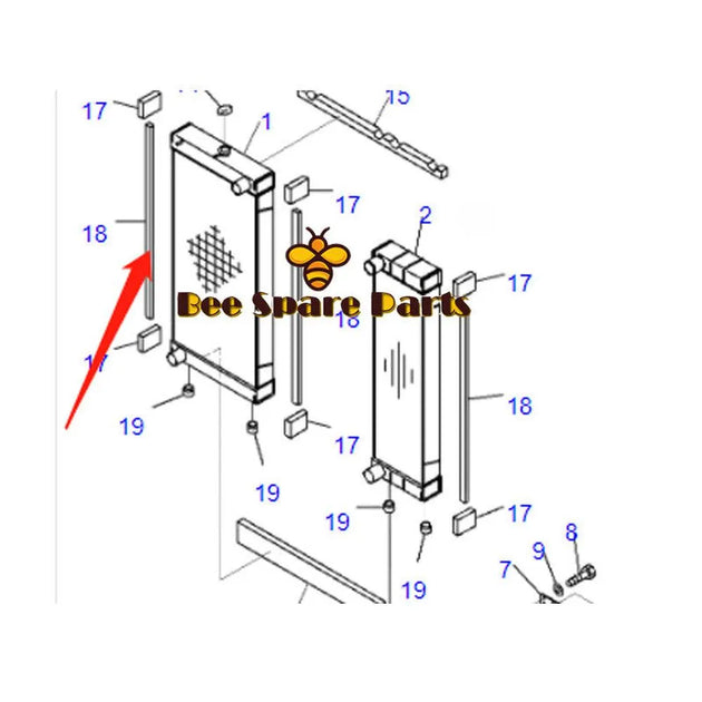 Water Tank Radiator Core ASS'Y 424-03-41111 424-03-42410 for Komatsu Wheel Loader WA430-6-BeeSpareParts